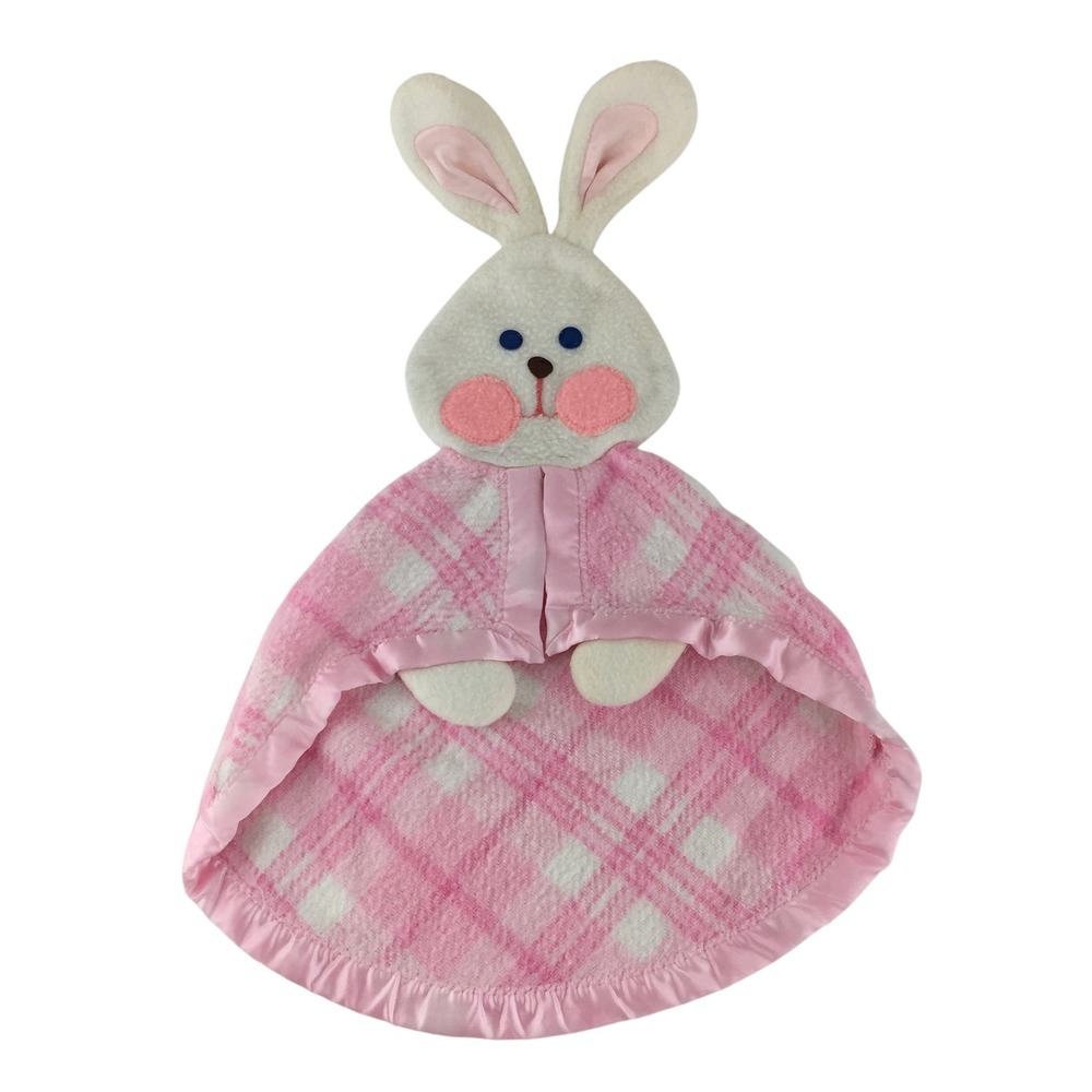Vintage 1979 Fisher Price Pink Bunny Rabbit Baby Lovey Security Blanket Plaid